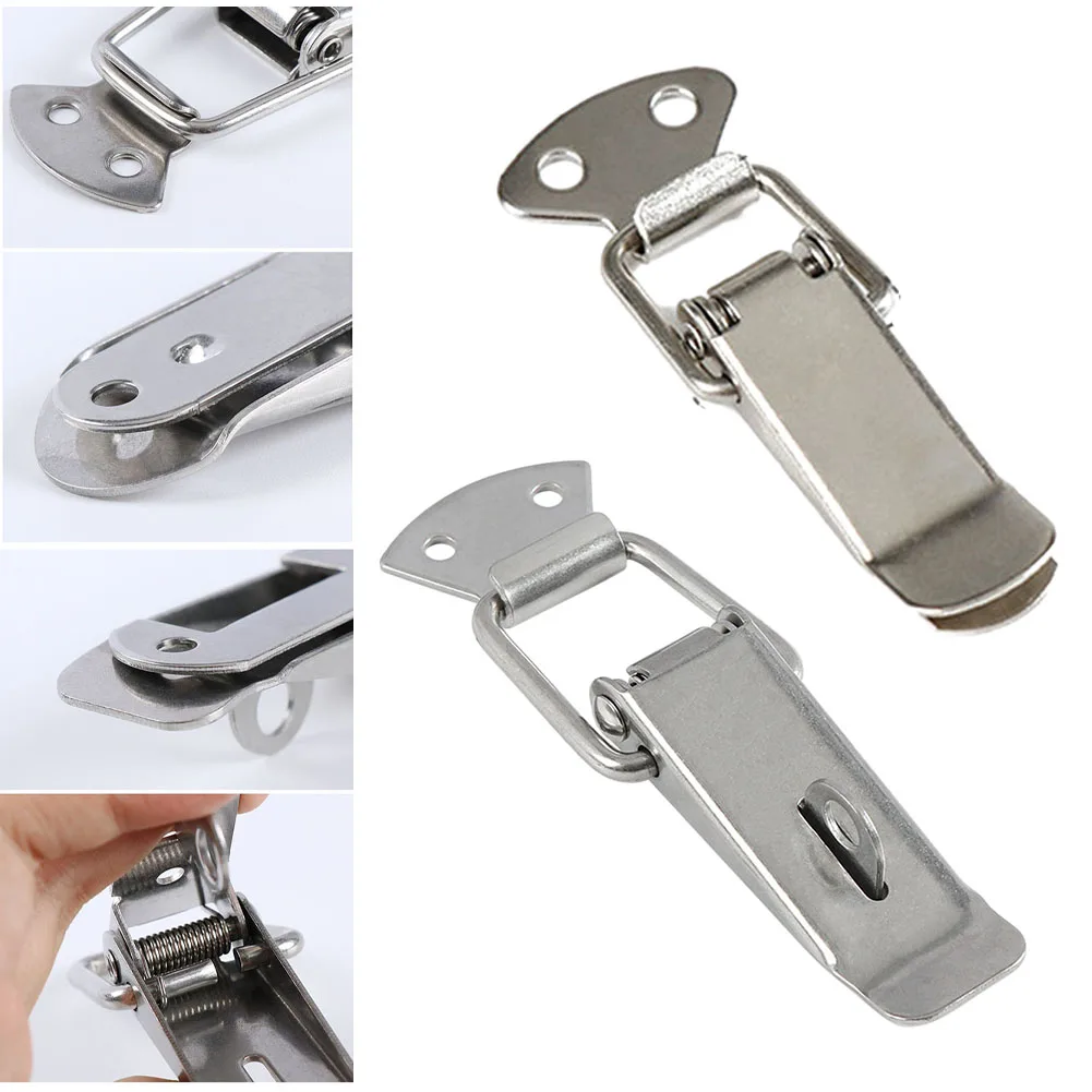 Hardware Cabinet Boxes 4PC Spring Loaded Latch Catch Toggle Hasp Iron Hasp For Wood Box Clasp Closures Crate Lock