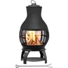 Fire Pit Wood Burning Chiminea Outside Fireplace Patio Small Firepit Brown-Black 1