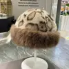 Winter Plush Ear Protection Leopard Print Cap Windproof Keep Warm Headgear Fluffy Fur Fisherman Hat for Women Fashion Female Hat 5
