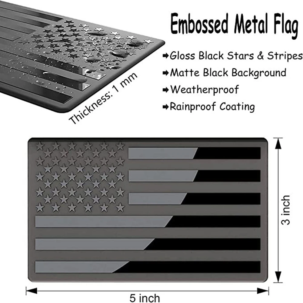 2x Black Tactical American Military Flag Decal USA 5x3 In Fits Jeep 4X4 Diesel J - Foto 4