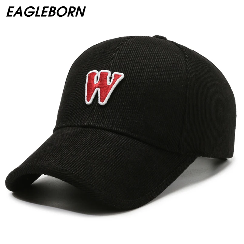 

New Letter W Fashion Baseball Cap Spring Autumn Striped Velvet Baseball Cap Casual Sunshade Simple Hat Women High Quality Hat