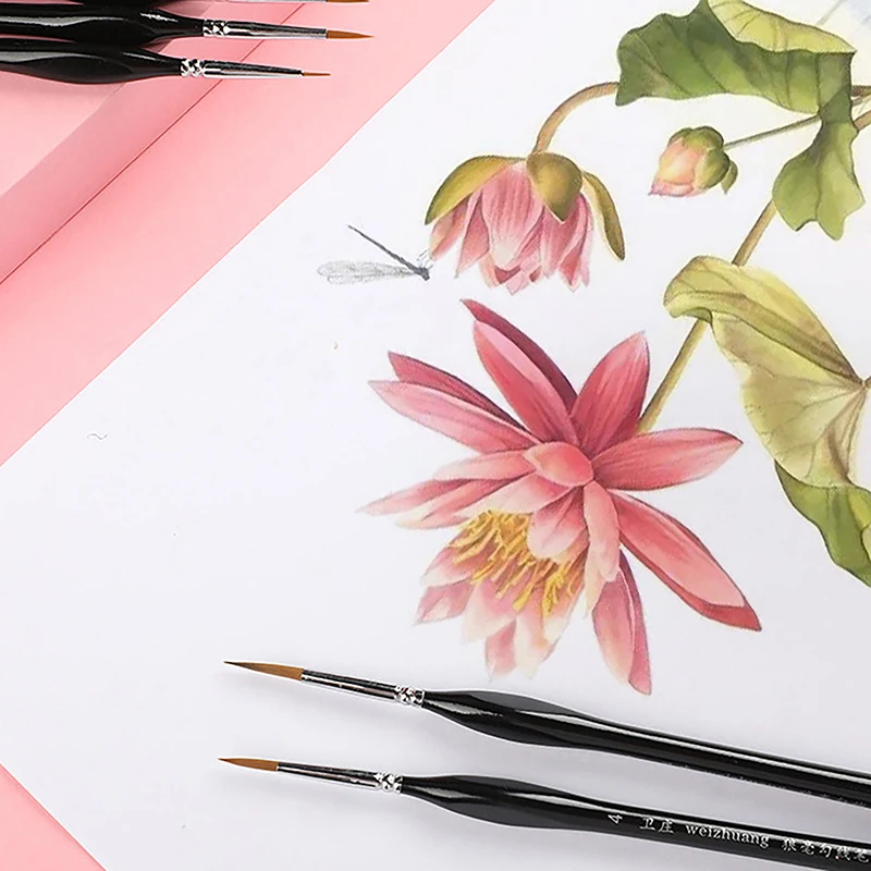 5개 세트 00000 정밀 미세 팁 페인트 브러시 - 아크릴, 모델 및 미니어처 디테일 페인팅용 나일론