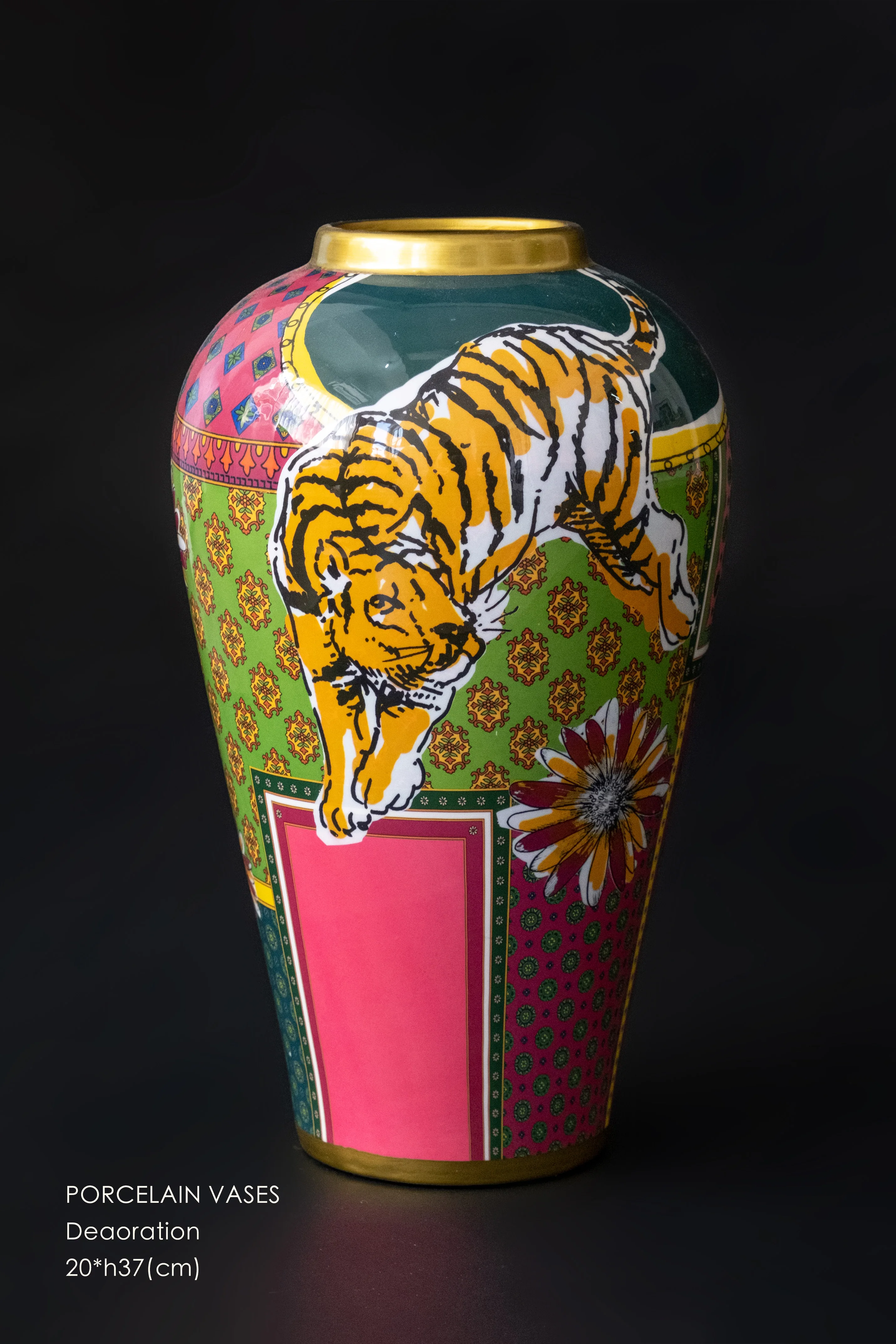

Tiger Year Limited Color Hand Painted Tiger Vase Hallway Exotic Flower Home Decoration Ornaments