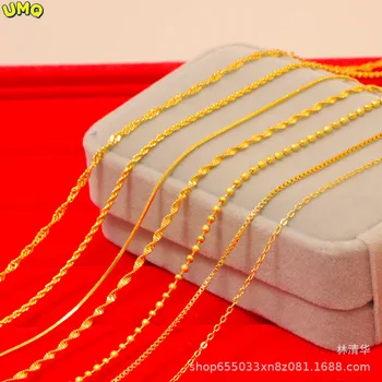 도금 100% 진짜 금 24k 999 24K 999 목걸이, 여성용 999 피그먼트 체인, 컬러 999 네이키드 칼라, 순수 18K 골드 쥬얼리