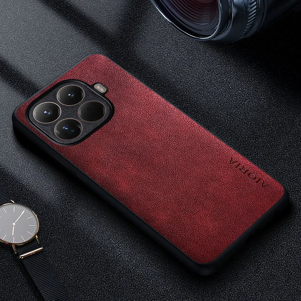 Premium Luxury Leather Business Style Phone Case - Solid Color Cover