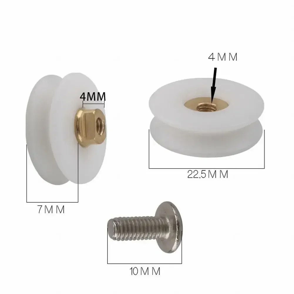 Shower Door Rollers Shower Room Rollers 8pcs Durable Shower Room Bathroom Door Rollers Shower Runners Part Room Wheels White 22mm Accessories