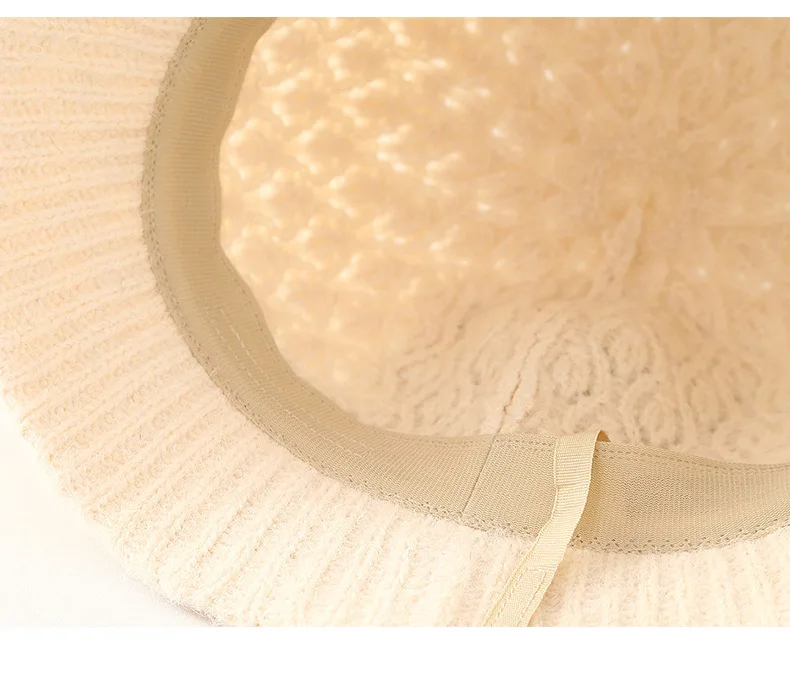 Frauen Eimer Hut Winter Winddicht Fischer Kappe Mit Gürtel Gestrickte Warme Casual Neue – Detail 6