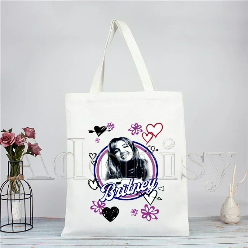Singer Britney Spears Beautiful Photo Shopping Bag Shopper Eco Canvas Cotton Shopper Bolsas De Tela Bag Shoping Reusable Sacolas