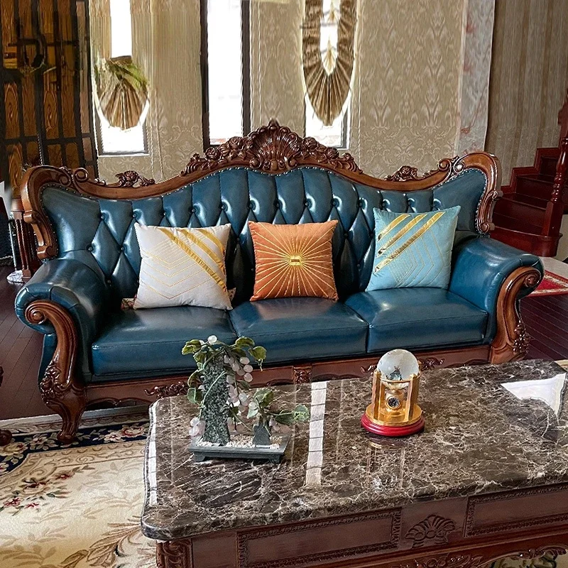 

Высококачественный Европейский кожаный диван для гостиной, комбинированный американский первый пол из воловьей кожи, мебель для всего дома, виллы