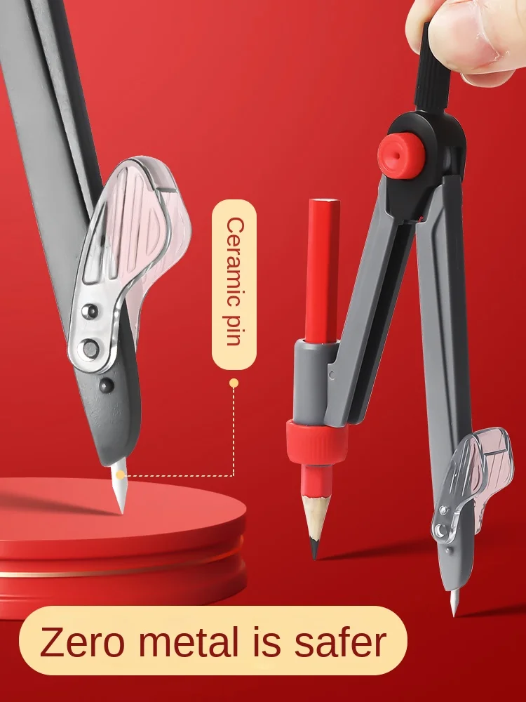 Plastic Clip Pen Compass Entrance Examination Special Round Drawing Multi functional Compass drawing compass