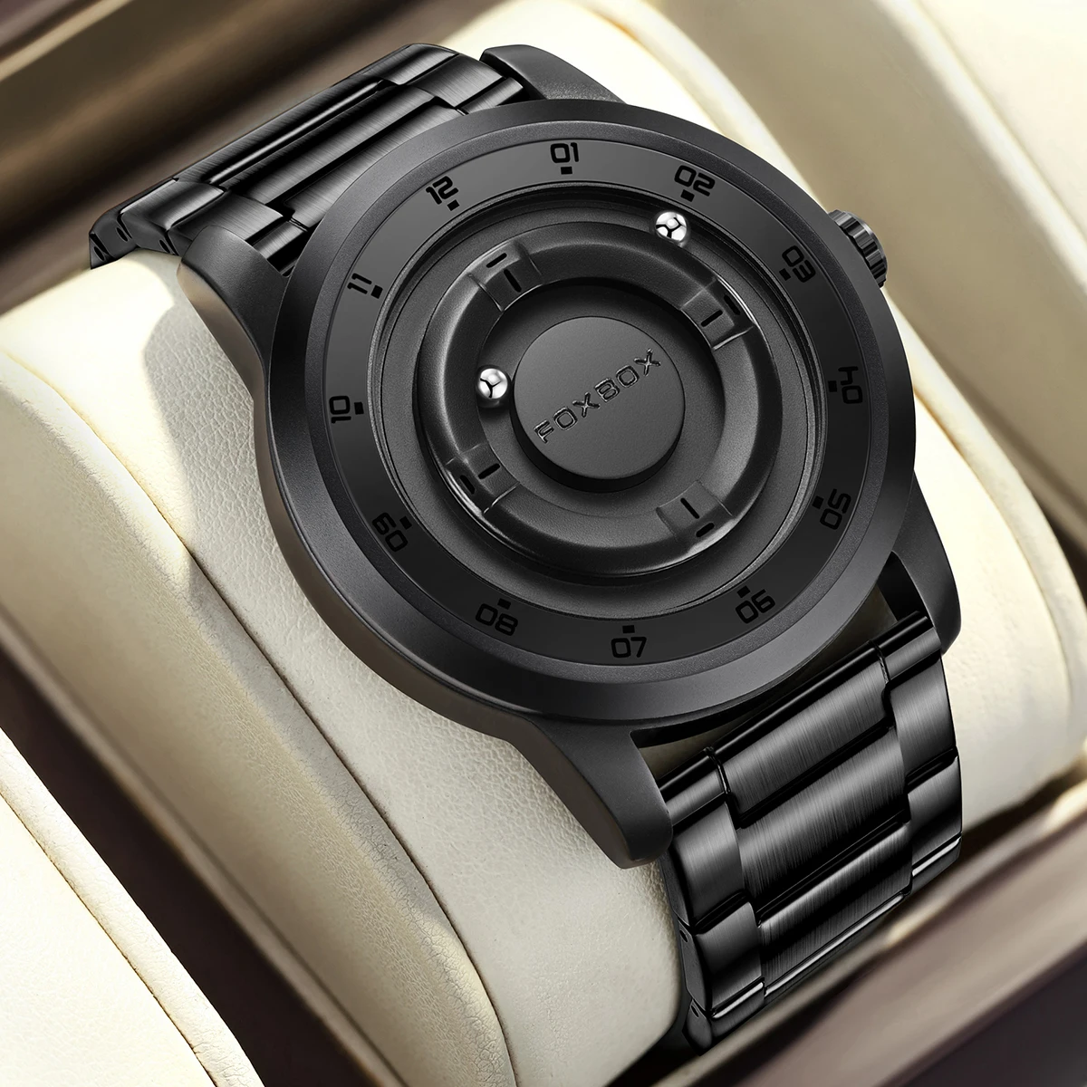 New Original FOXBOX Fashion Mens Watches Top Brand Luxury Magnetic Rolling Ball Pointer Waterproof Watch for Men Montre Homme