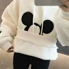 Disney Cute Mickey Minnie Mouse Hoodies Women Autumn Winter Pullover Tops Cartoons Femme Plus Velvet Clothes 2
