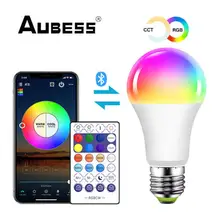 

Aubess Smart Bluetooth-compatible Bulb RGB+CCT 10W Dimming Color APP Remote Control A19 LED Group Control Timing Night Light