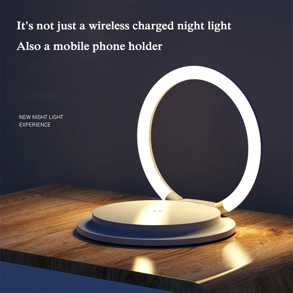 

LED Night Light 15W Wireless Charging 3 Modes Bedroom Table Light Portable Phone Holder Collapsible Bedside Lamp Night Lamp