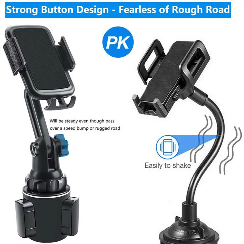 Universal Car Cup Holder Cellphone Stand for Mobile Cell Phones Adjustable Phone Mount for Huawei for Samsung Black