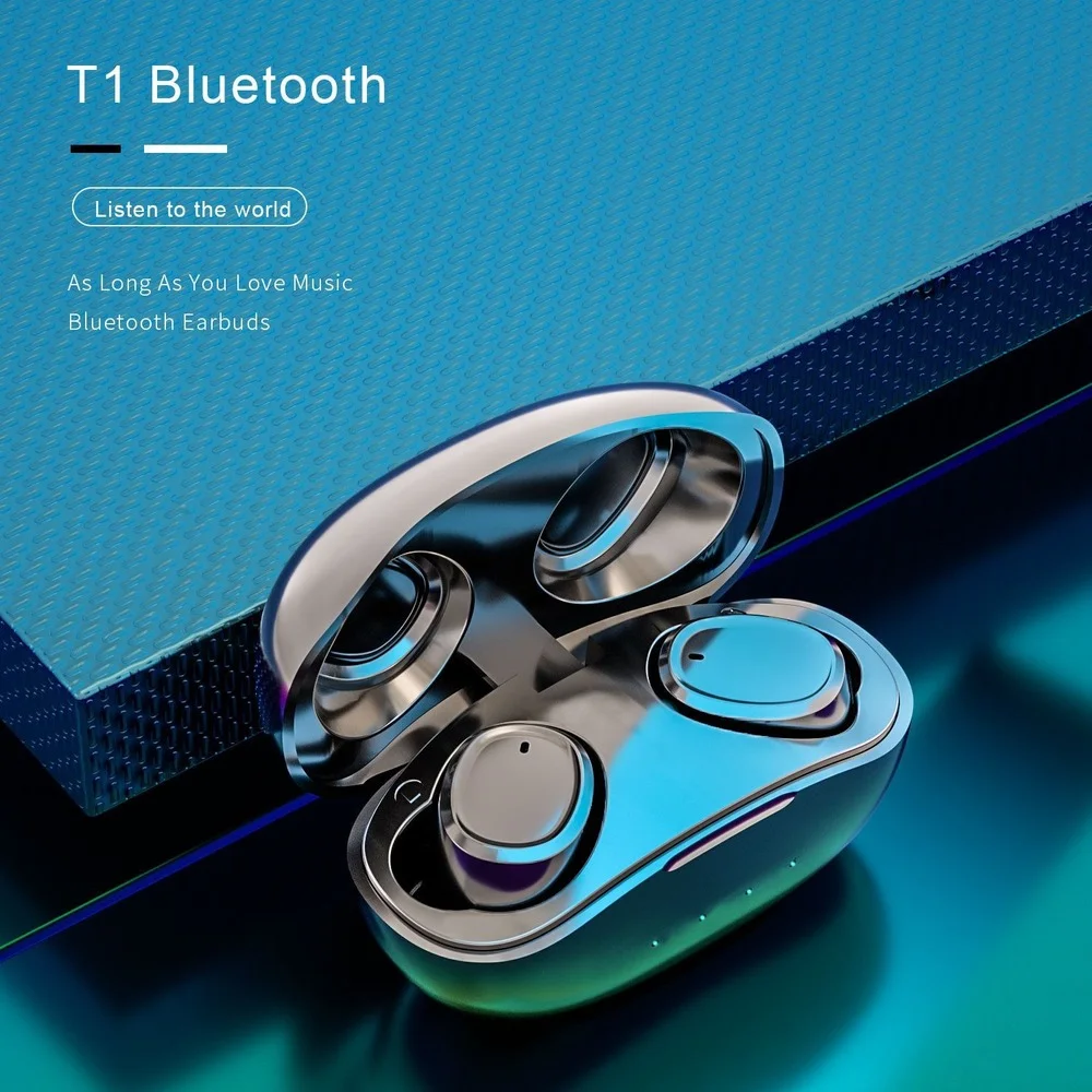TWS T1 Bluetooth 5.0 Earbuds True Wireless Earphones Long Battery Life