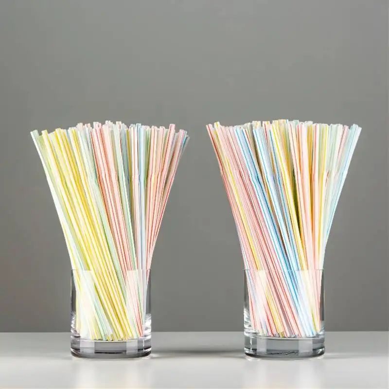 Disposable Plastic Straws Multicolor Kitchen Beverage Drinking Straw Cocktail Rietjes Wedding Birthday Party bar Accessories