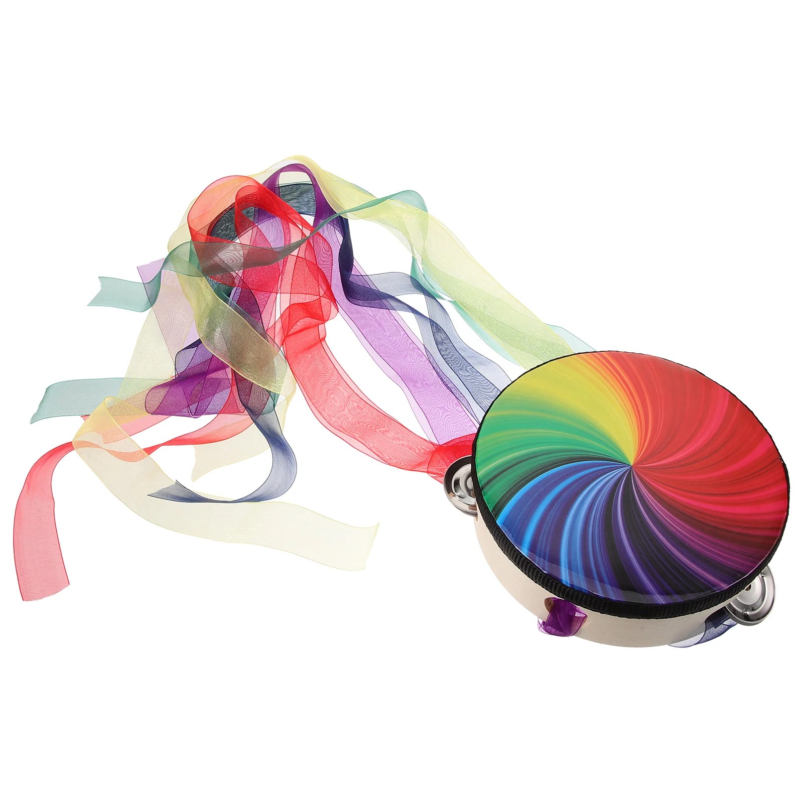6 Inch Hand Drum Prop With Rainbow Ribbons Tambourine Musical Instrument For Stage Performance Percussion Drum Adult Tambourines