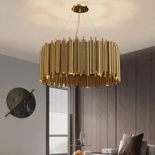 

Nordic Luxury Gold Chandeliers Living Room Modern Home Decor Hanging Lamp Stainless Steel Round Creative Design Indoor Lighting
