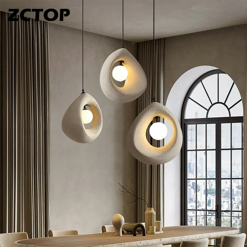 

Japanese Wabi-Sabi LED Chandeliers Modern Minimalist Dining Living Room Pendant Light Bedroom Bar Designer Homestay Hanging Lamp