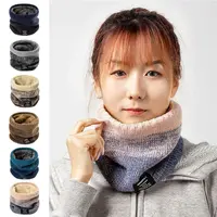 Coldproof Knitted Ring Scarf Outdoor Gradient Color Warm Thicken Plush Scarf Wrap Neck Scarves Winter Accessories 1