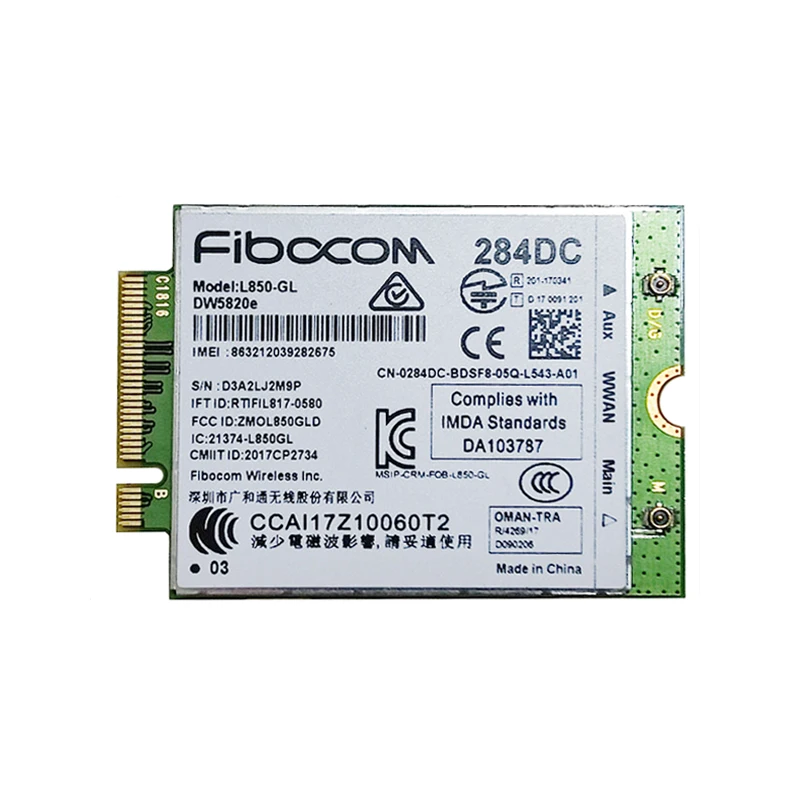 

Fibocom L850-GL DW5820E XMM7360 LTE Cat9 M.2 модуль для Dell Inspiron 5390 5391 7391 histued 3500 3510 5300 5310 Precision 3541