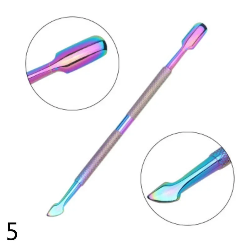 Professional Nail Art Care Tools Rainbow Cuticle Remover Dead Skin Nipper Tweezer Pusher Clipper Scissor  File  Kit 5