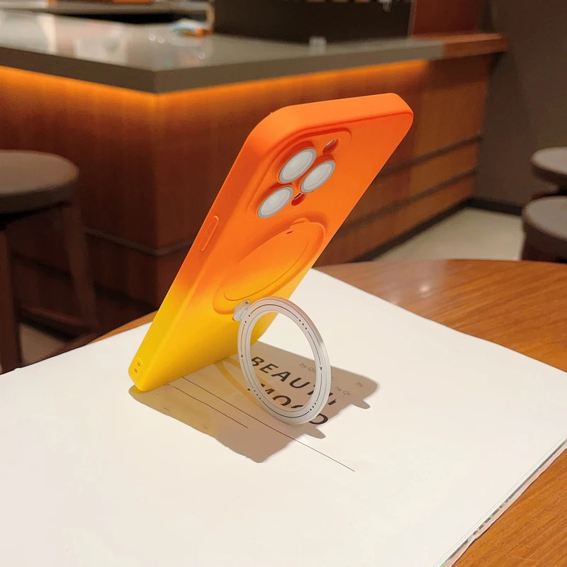 Étui magnétique de Charge sans fil Magsafe avec anneau dégradé, pour iPhone 15 Plus 14 13 12 Pro Max, objectif d'appareil photo_voghion.com