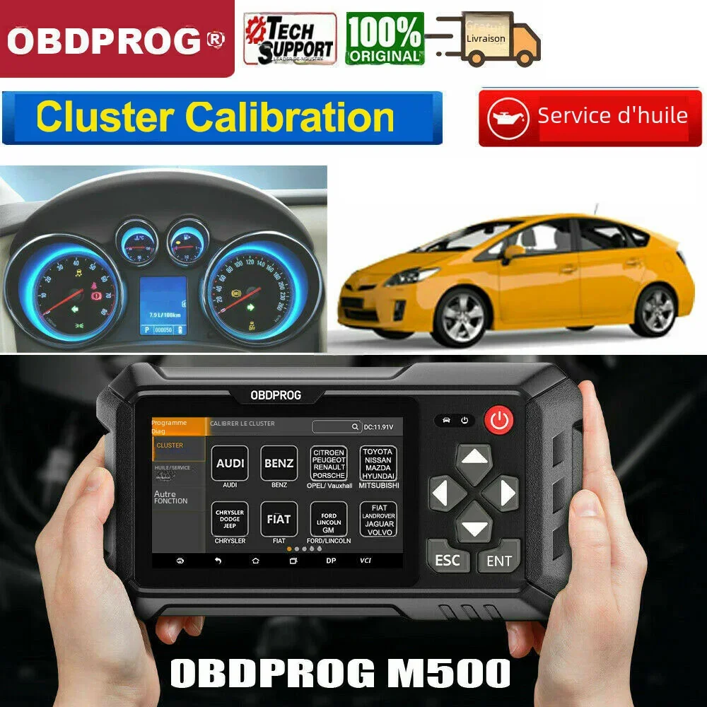 OBDPROG-Outil de calibrage du cluster de voiture M500, OBD2, Cristal de l'huile, réglage du réglage, EAU automobile, lecteur de code