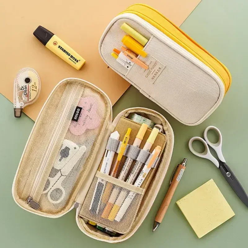 학생용 귀여운 접이식 연필 케이스, 대용량 연필 가방, 펜꽂이 문구 책상 정리함..