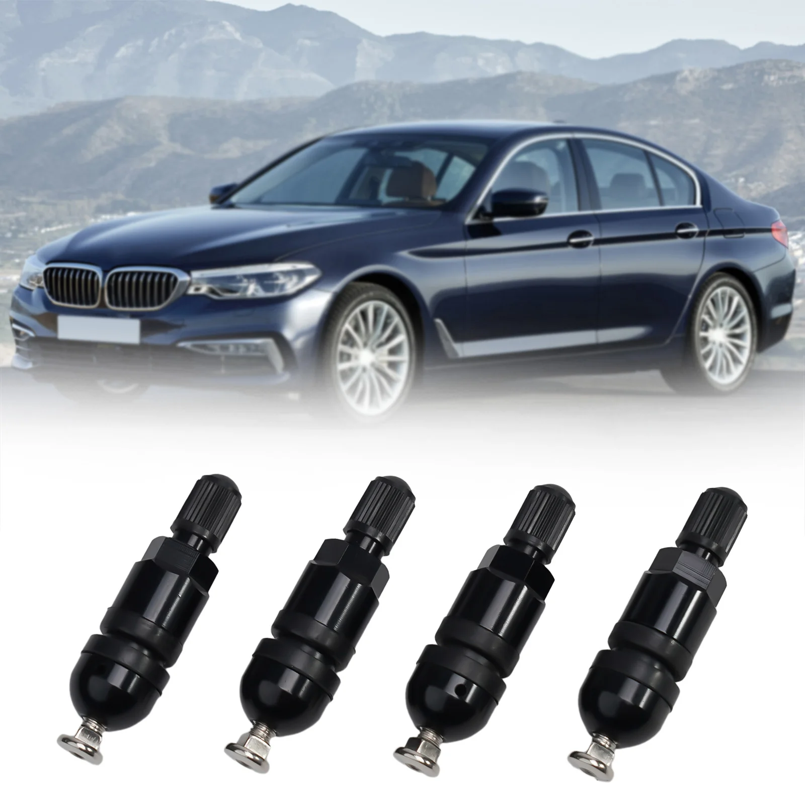 

4pcs TPMS Tire Pressure Sensor Valve Stem Repair Kit For BMW 5 Series Black High Quality Tire Pressure Monitor Durable