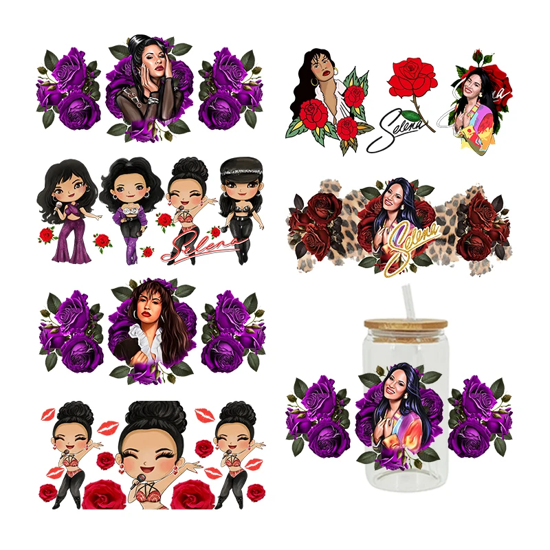 3D UV DTF Transfers Stickers 16oz Cup Wrap Selena Star Printed For DIY Glass Ceramic Metal Leather Etc.
