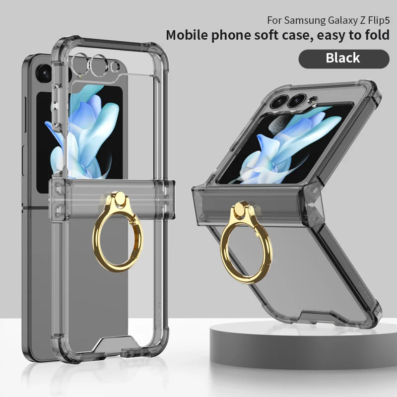 Clear Case Galaxy Z Flip 5 4 3 Flip5 Shockproof Cover For Samsung Galaxy Z  Flip 5 Flip4 Flip5 Flip3 Case with Ring Z Flip5 Funda - AliExpress