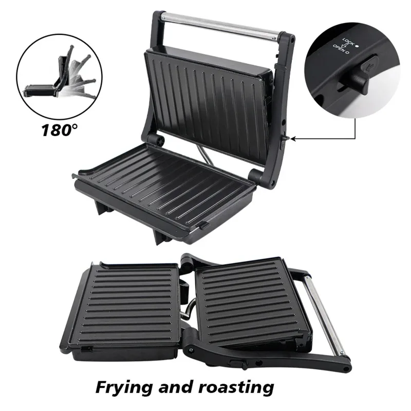 Electric Grill Steak Meat Hamburger Sandwich Maker Breakfast Machine Frying Pan Barbecue Plate EU Plug 4