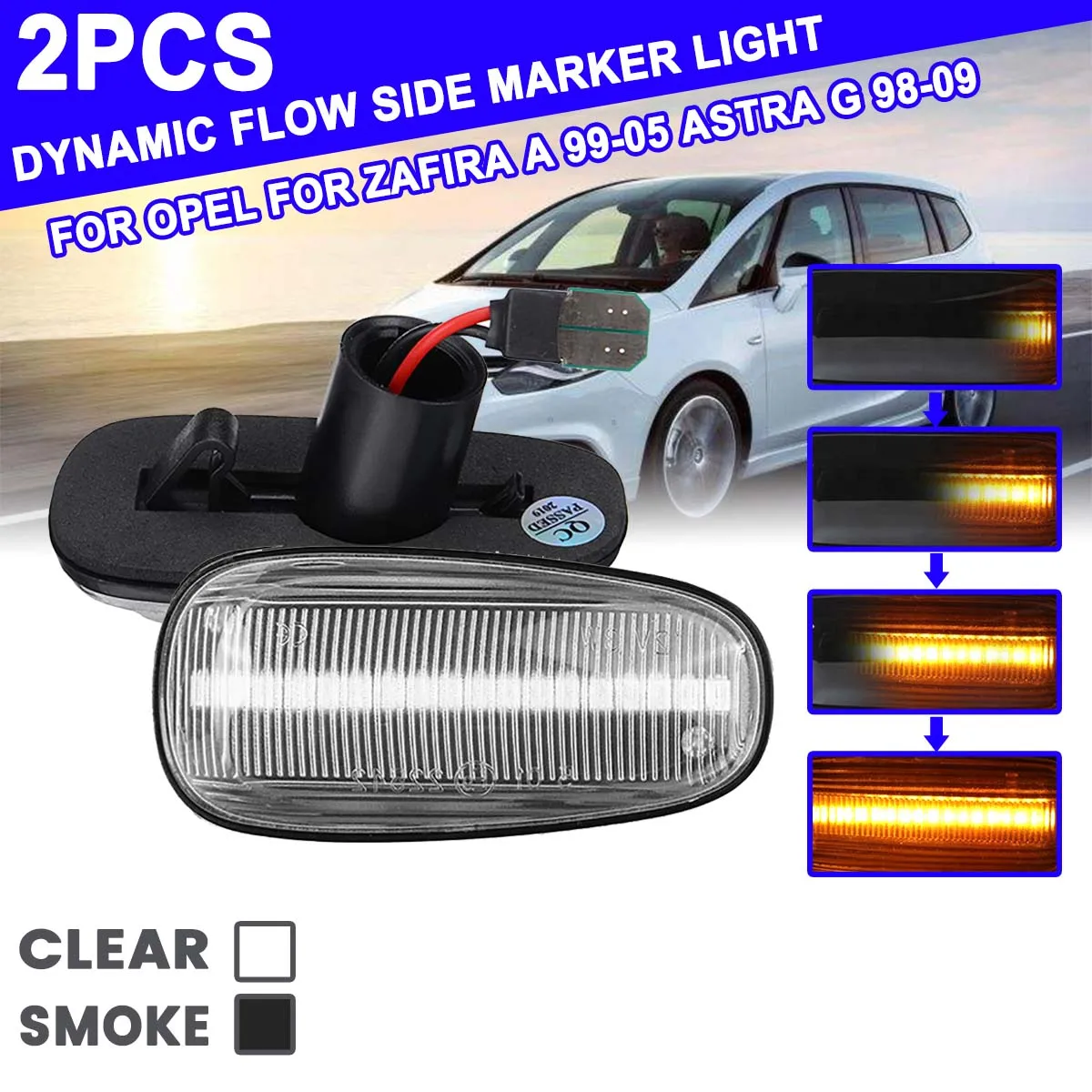 

2x сигнальная лампа, светодиодный боковой маркер дневного света, боковой индикатор 12 В, панельная лампа, боковой ретранслятор для Opel, для Zafira A 99-05 Astra G 98-09