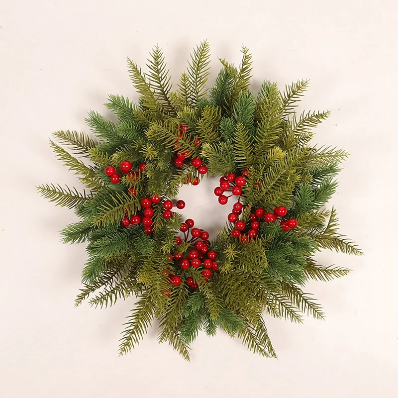 

Рождественский венок с ягодами и сосновой иглой, Счастливого Рождества, Женский праздничный висячий венок для дома, отеля, магазина растений