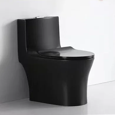 

Modern bathroom ceramic matt black color siphonic one piece toilet