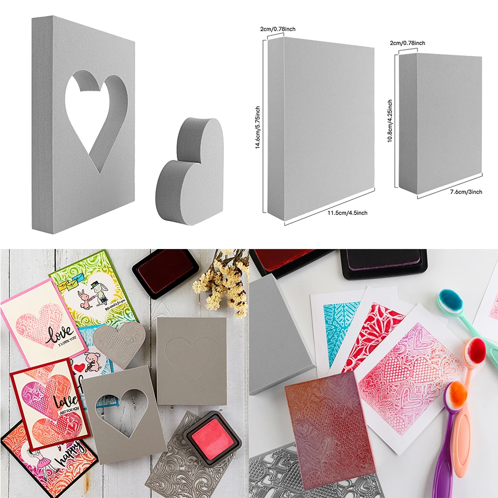 Heart Cut Stamping Foam match Dies Rectangle Reusable Moldable Foam heart-cut-stamping-foam-match-dies-rectangle-reusable-moldable-foam