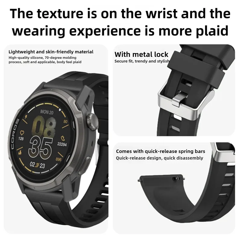 22mm Silicone Sports Breathable Watch Strap