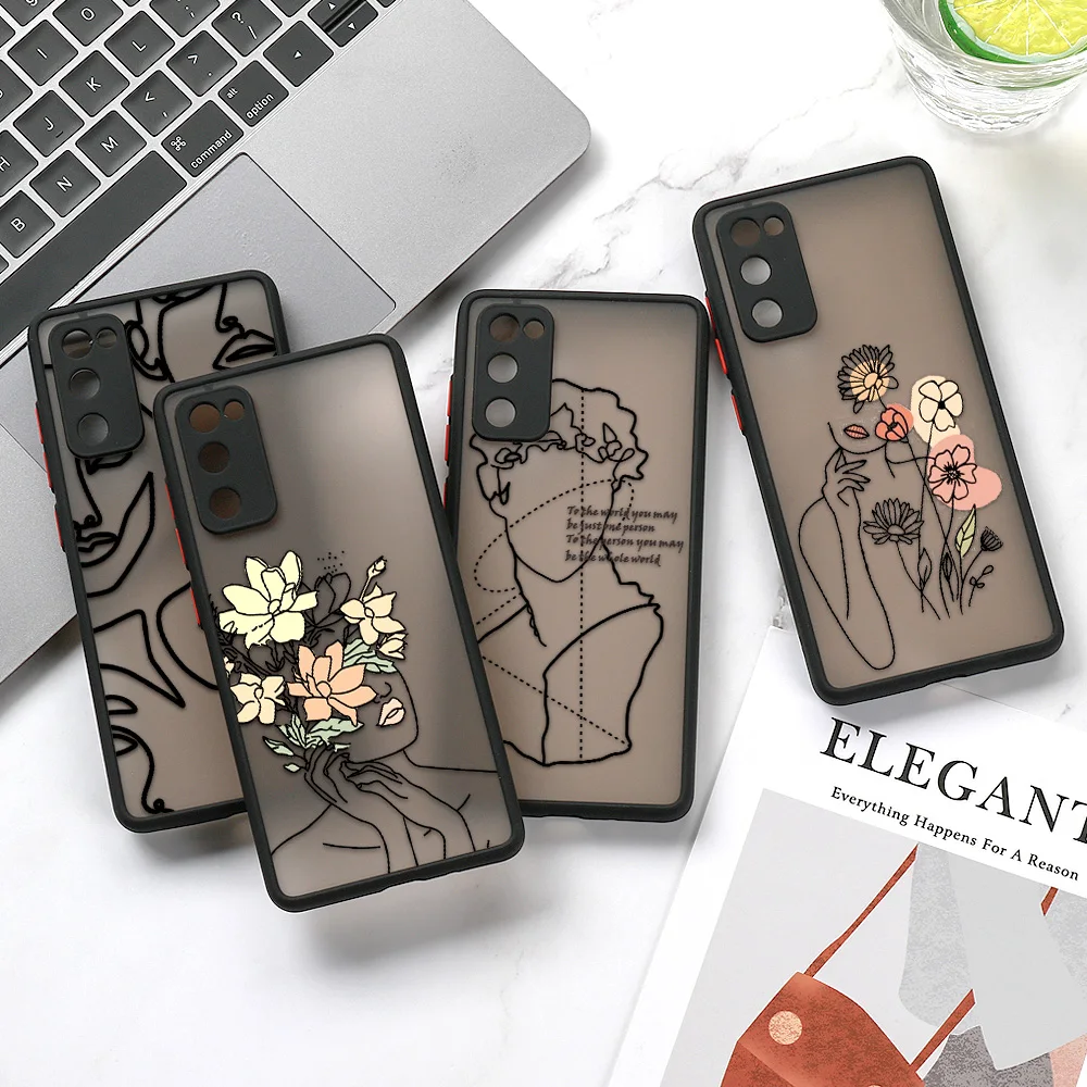 

A13 5g Case Line Art Sketch Flower Case For Samsung S22 Ultra Case For Samsung Galaxy A53 5g A50 A52S 5g A52 S21 S20 FE Cover