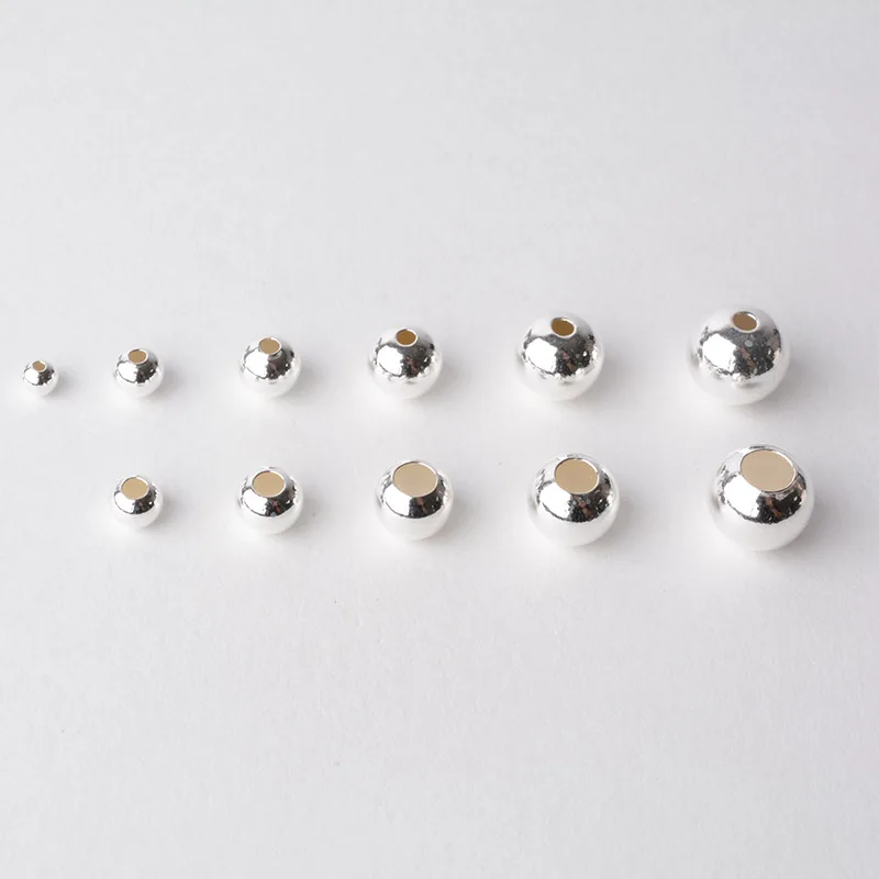 2 pz/set 925 Sterling Silver 10MM Perline per la Produzione di Gioielli FAI DA TE Collana Del Braccialetto Mestiere Delicato Minimalista Gioielli Trovare Regalo  36