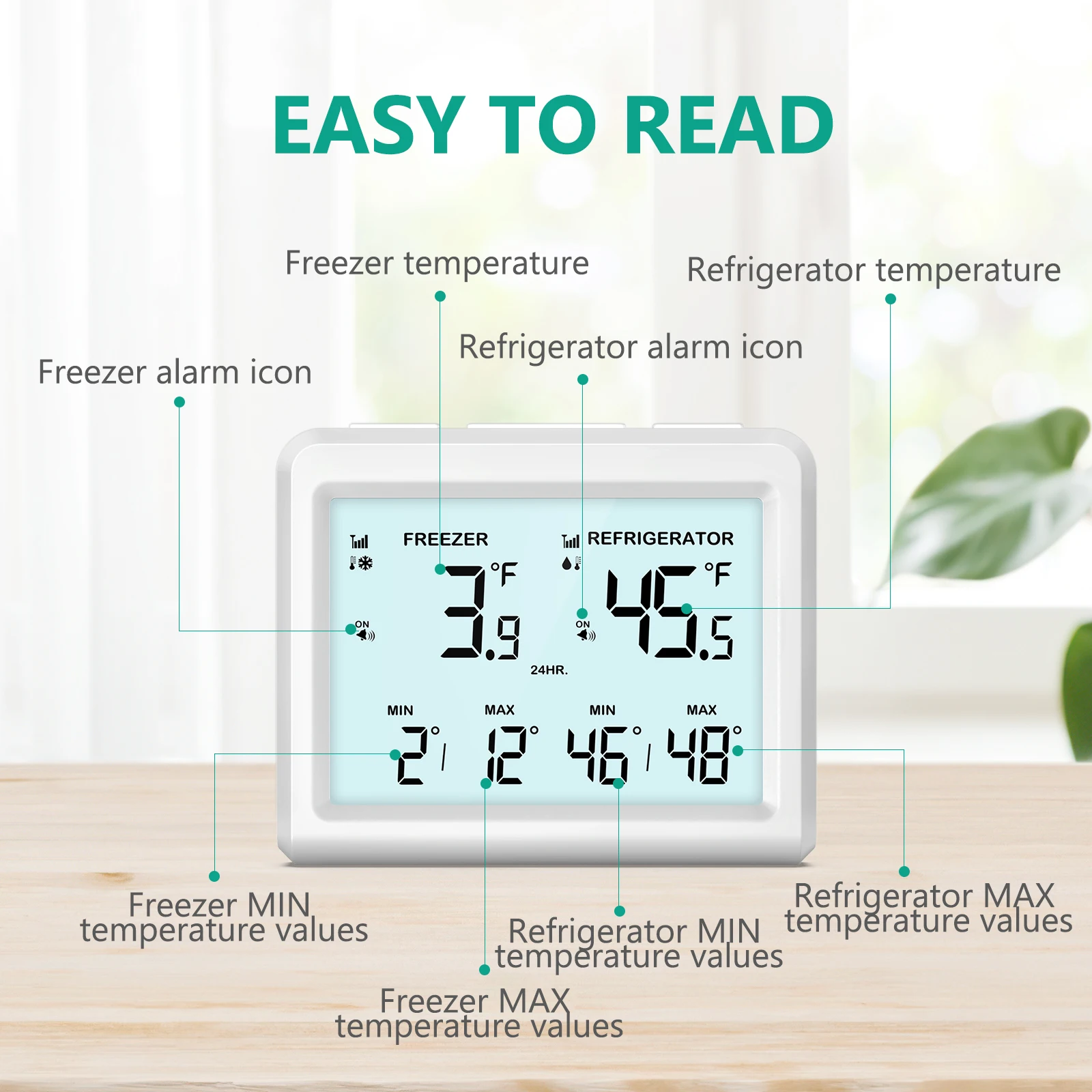Termometro Digitale Wireless Per Frigorifero E Congelatore Con 2 Sensori – Allarme Acustico, Registro Min/Max E Display LCD (iBetterLife 2020) - 3