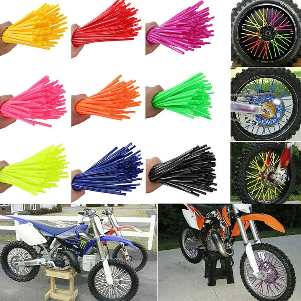 Bicycle Wheel Protector Wraps 72pcs Bike Wheel Spoke Wraps Cover Motorcycle Tire Spoke Plastic Sleeves Bicycle Decoration