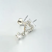 1PC ASTM F136 G23 Titanium CZ Heart Stud Earring Internally Threaded Piercing Labret Stud Tragus 16G Piercing Jewelry Wholesale 2