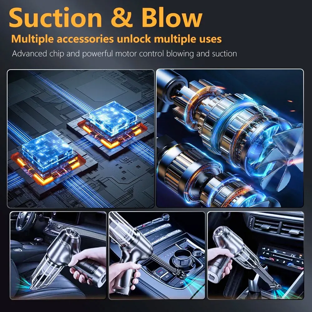 Vacuum Cleaner, Handheld, Wireless, Portable, SZUK Car Vacuum Cleaner, Powerful, Wireless, Strong Suction, Blower, Car Home Appliance