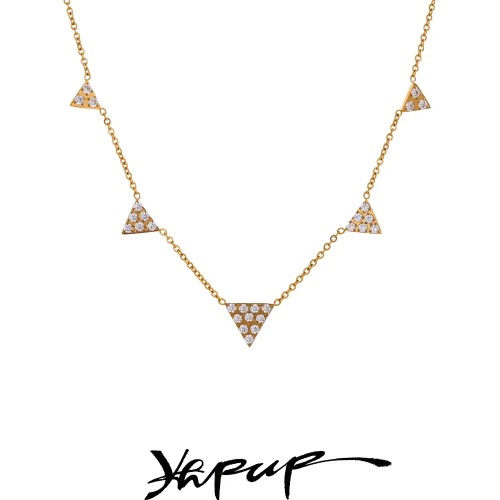 Yhpup Delicate Cubic Zirconia Triangle Drop Necklace