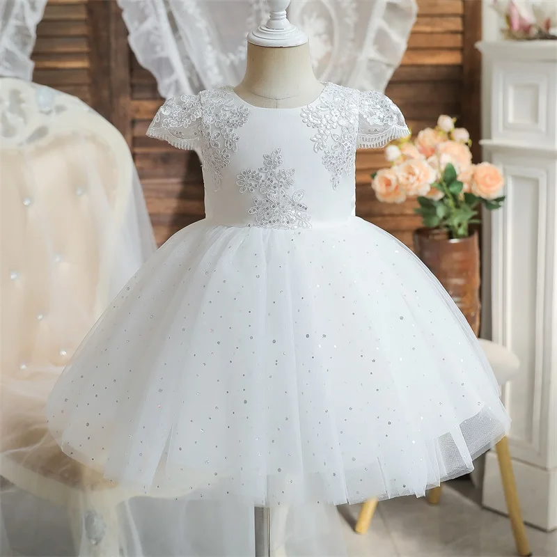 여자를위한 드레스 크리스마스 어린이 꽃 레이스 우아한 공주 생일 가운 어린이 웨딩 파티 Tulle 드레스