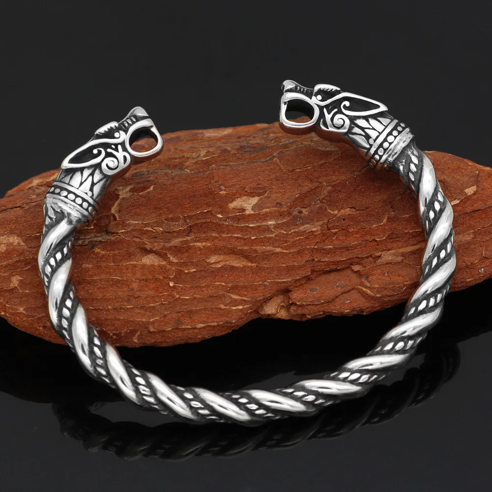 Metal Bracelet Fashion Animal Accessories Goth Hiphop Dragon Head Open Men Bracelet Viking Bangle Wristband Cuff Bracelets Couple Jewelry