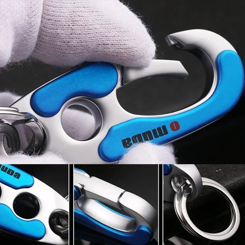 OMUDA Keychain Stainless Steel Buckle Outdoor Carabiner Climbing Tools Double Ring Car Keychain Keyring Durable
