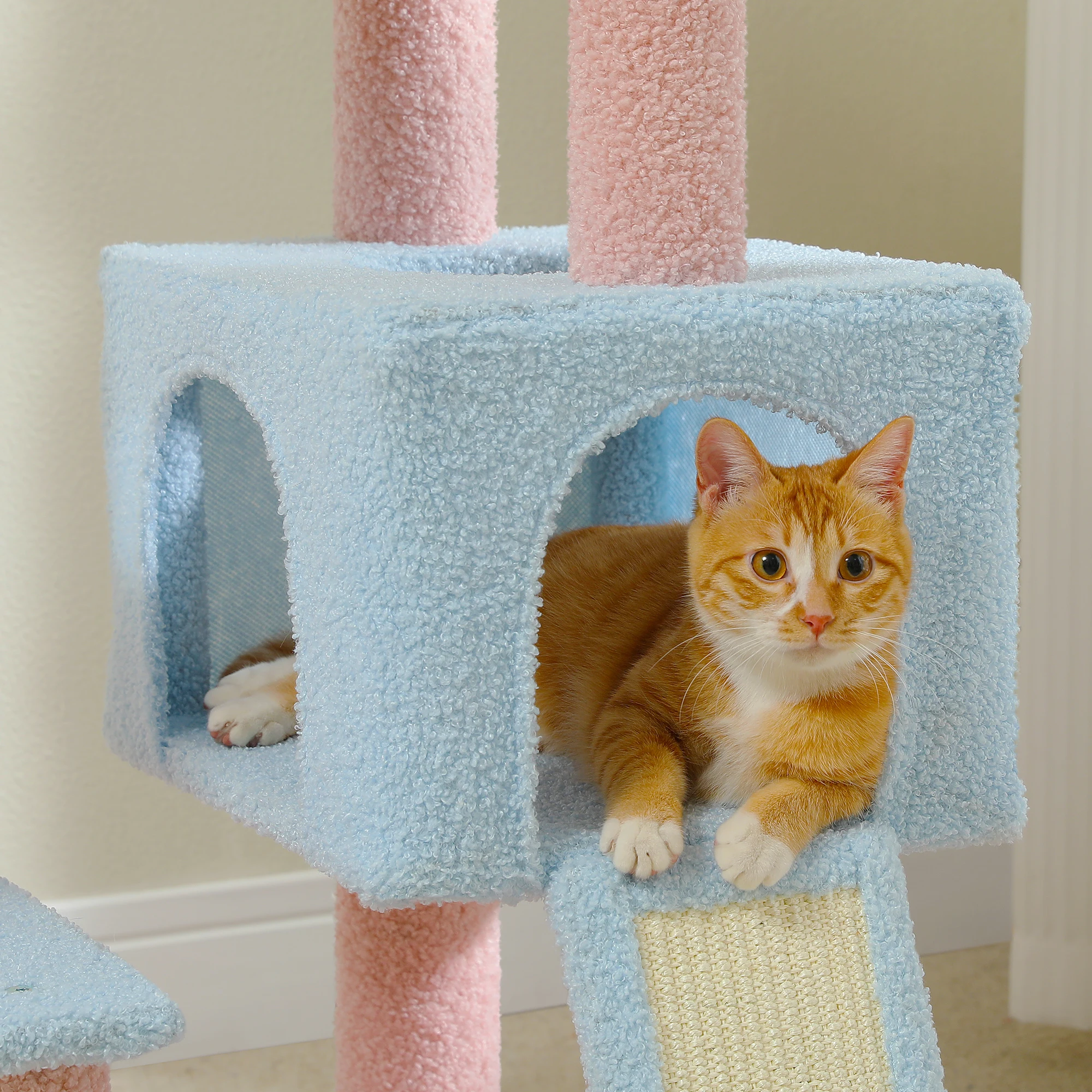 47.2" Multi-Level Cat Tree Tower with Condo & Scratching Posts – Pink 6